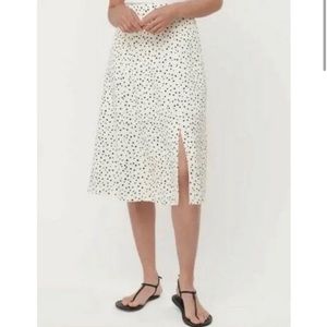 LOFT Linen Dot Midi Skirt A-line